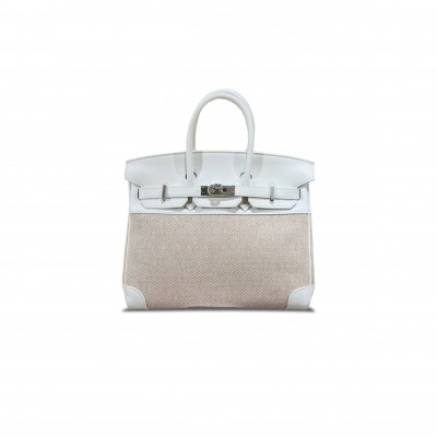 HERMÈS BIRKIN 25 SWIFT CANVAS AND SILVER BUCKLE H082686CKA3 (25*20*13cm)